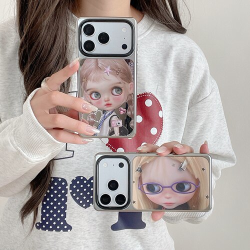 乐思茉 iPhone千禧风bjd娃娃y2k四方镜面日韩风ins风简约小清新高级iPhone手机壳苹果17pm适用