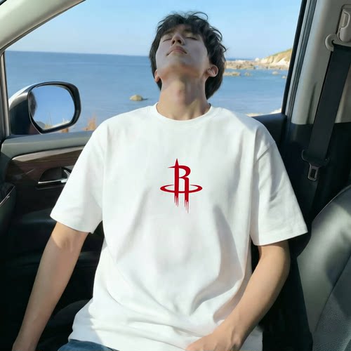 品牌折扣/有运费险/运动休闲100%棉T恤/火箭队篮球T恤品质短袖