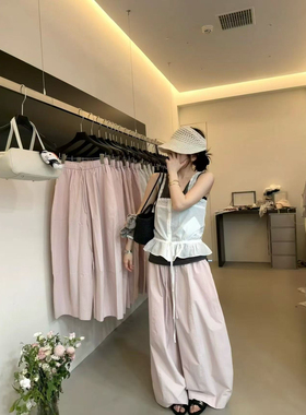 希宥HOUSE 夏上新纸片人气球裤松紧腰抽绳休闲裤