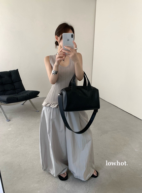 希宥HOUSE 夏上新百搭U领荷叶边修身显瘦针织背心
