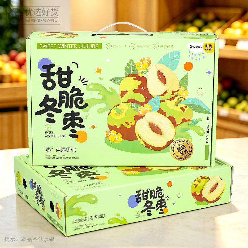 高档带手提冬枣中秋礼品盒大荔冬枣礼品包装盒5斤装大枣水果空盒