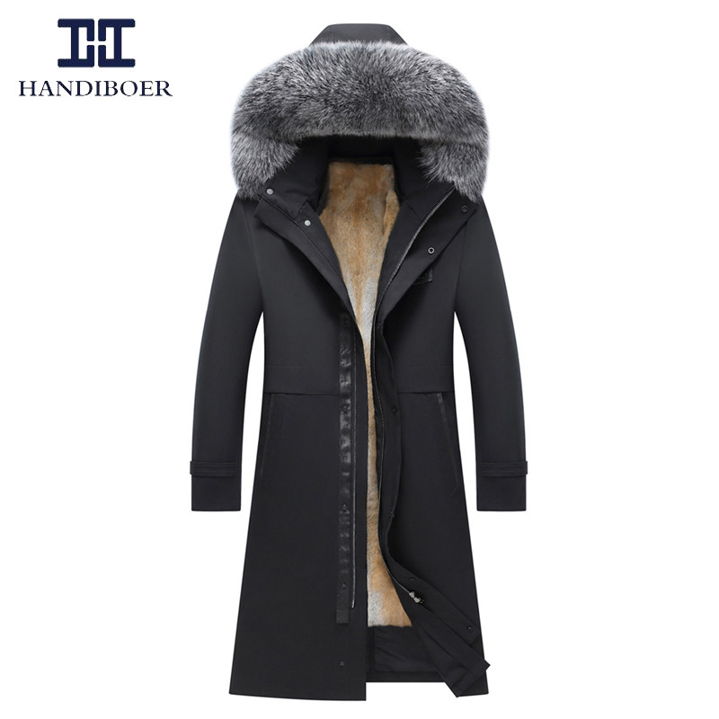 整貂内胆过膝长款可脱卸帽派克服