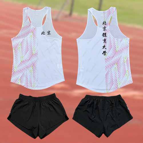田径服套装男体育生体考训练服运动跑步服速干网眼透气三分裤定制