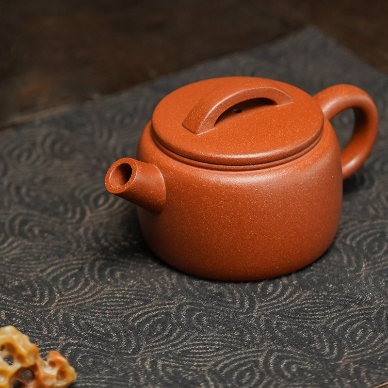 纯料黄龙山单一原矿红降坡泥汉瓦壶大口宽盖内推一体孔半手工175