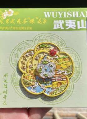 (有版权)空中武夷山文创武夷茶赚花玉女大王旋转金属冰箱贴纪念品