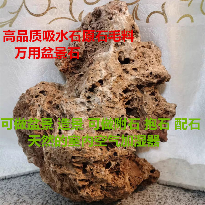 天然吸水石原石假山盆景造景石毛料菖蒲石斛附石抱石景观石头配石