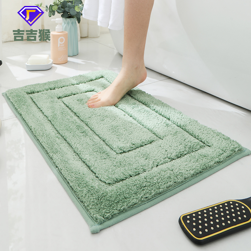 植绒回字形浴室进门垫家用纯色吸水地毯TPR底防滑脚垫卧室床边垫