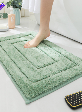 植绒回字形浴室进门垫家用纯色吸水地毯TPR底防滑脚垫卧室床边垫