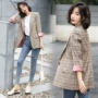 Mùa thu 2019 phiên bản Hàn Quốc mới của retro check nhỏ phù hợp với thời trang hoang dã áo khoác giản dị quần áo sơ mi nữ - Business Suit vest đen nữ