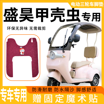 适用盛昊甲壳虫电动三轮车防滑耐磨防水隔沙加厚丝圈免裁专用脚垫
