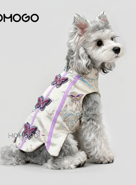 狗狗猫咪春夏薄款衣服宠物泰迪比熊博美雪纳瑞新中式国风背心马甲