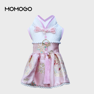 狗狗衣服春夏薄款泰迪比熊小型犬背心猫咪唐装新中式公主风旗袍裙