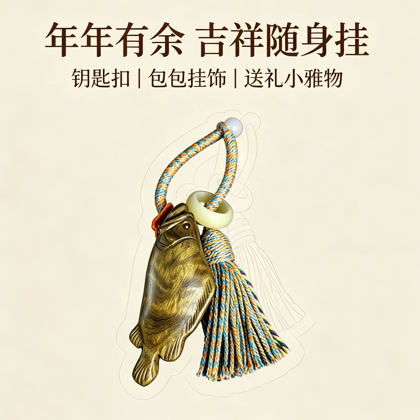 金丝楠阴沉木雕鱼挂件钥匙扣包包挂饰便携手把件文创礼品手工雕刻