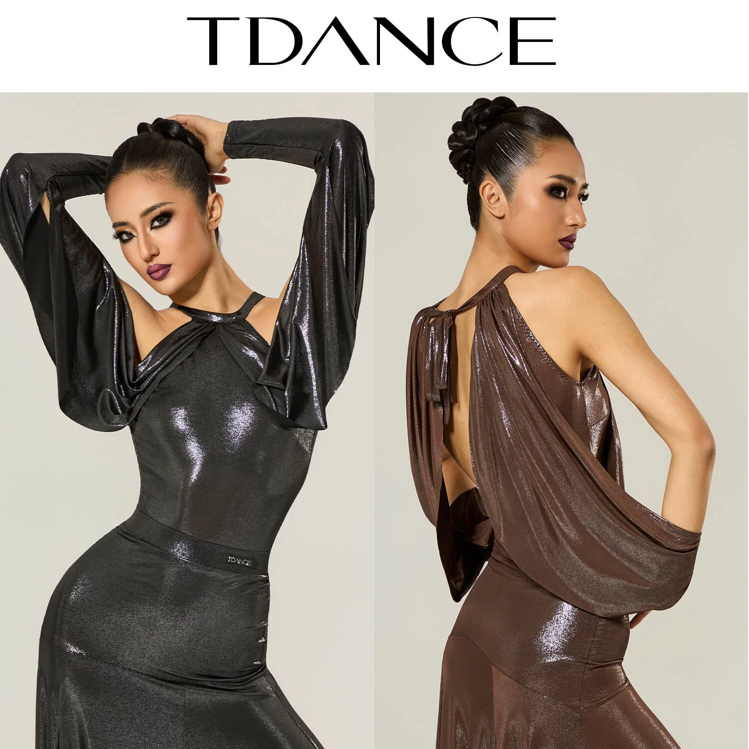 TDANCE摩登女挂脖镂空灯笼袖练功
