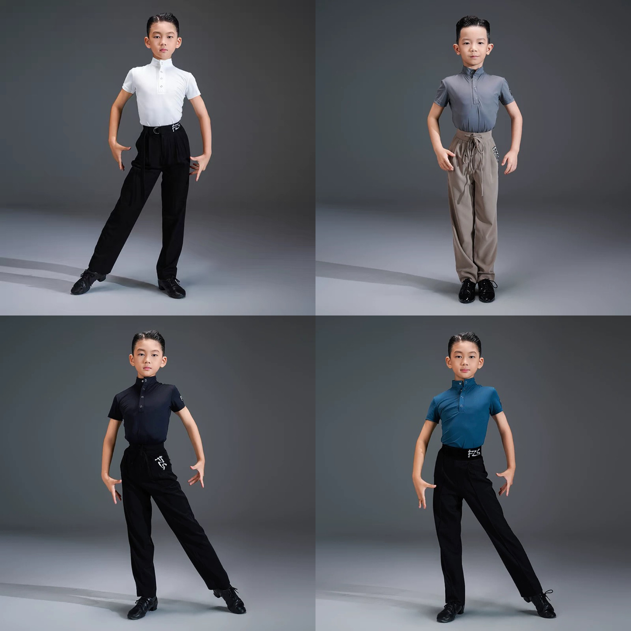 FZSDANCE新款男拉丁高领短袖衬衫