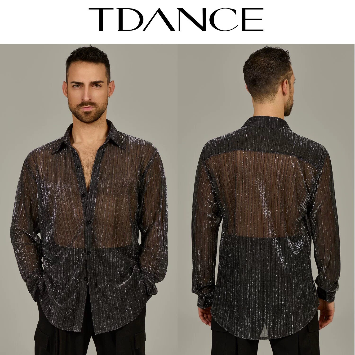 TDANCE男拉丁练习闪耀衬衫高级