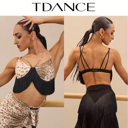 TDANCE专业拉丁交叉细带流苏背心