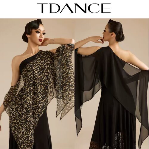 TDANCE女摩登练习服斜肩大飘片