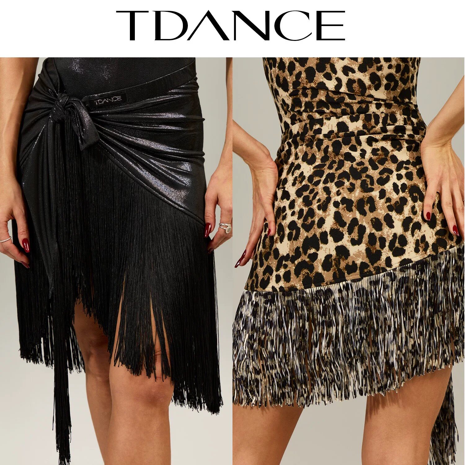 TDANCE拉丁练功服一片式系带流苏