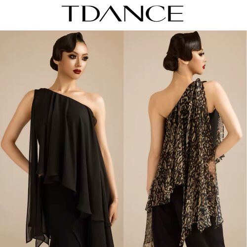 TDANCE摩登女斜肩大飘片连体上衣