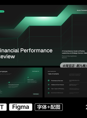 绿黑配色图表数据可视化小众高端PPT模板Figma源文件设计素材04