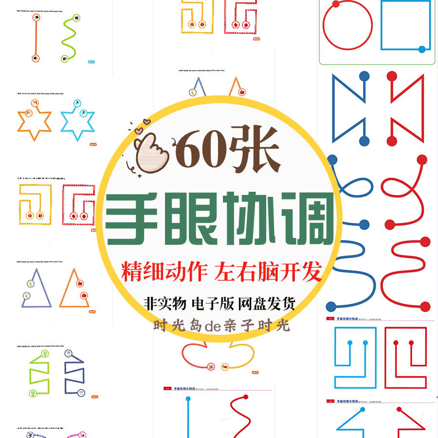 手眼脑协调精细动作注意力左右脑开发全脑幼儿专注力益智资料素材