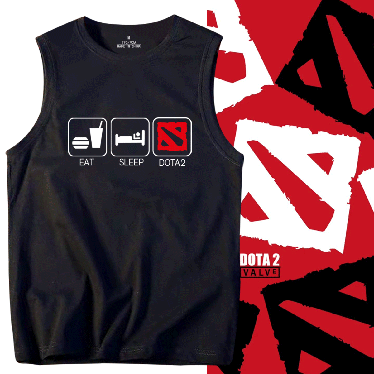 吃饭睡觉打DOTA2刀塔logo背心