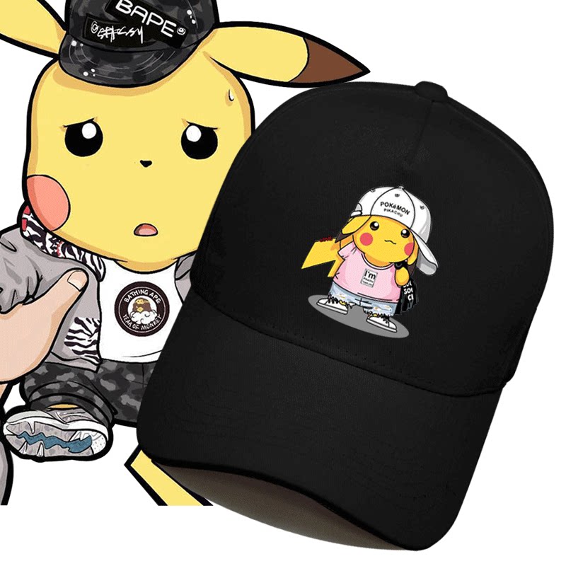 皮卡丘大侦探可爱卡通四季遮阳帽新款男女棒球帽鸭舌帽旅行文艺帽