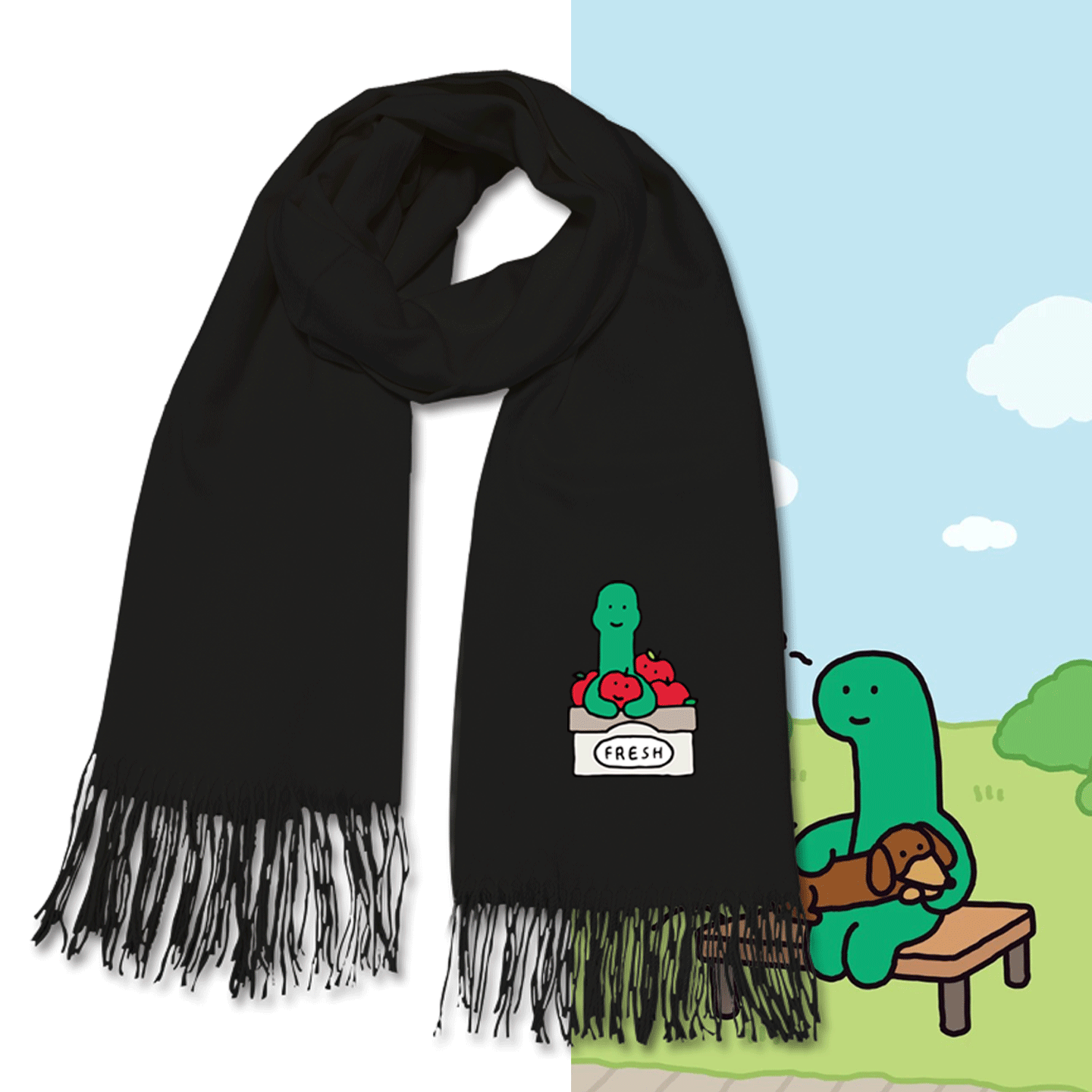 JOGUMAN乔古漫绿色小恐龙苹果卡通可爱男女情侣定制保暖围脖围巾,服饰配件/皮带/帽子/围巾,围巾/丝巾/披肩,淘宝优惠券,粉丝福利购,淘宝优惠卷