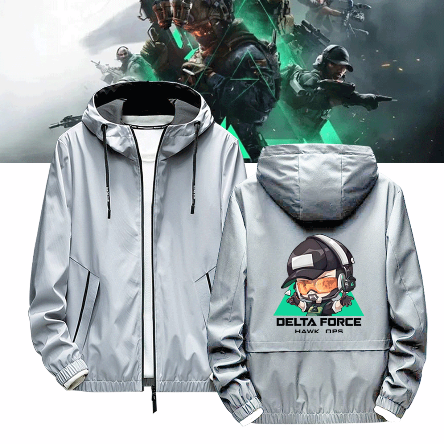 情侣定制带帽拉链夹克外套