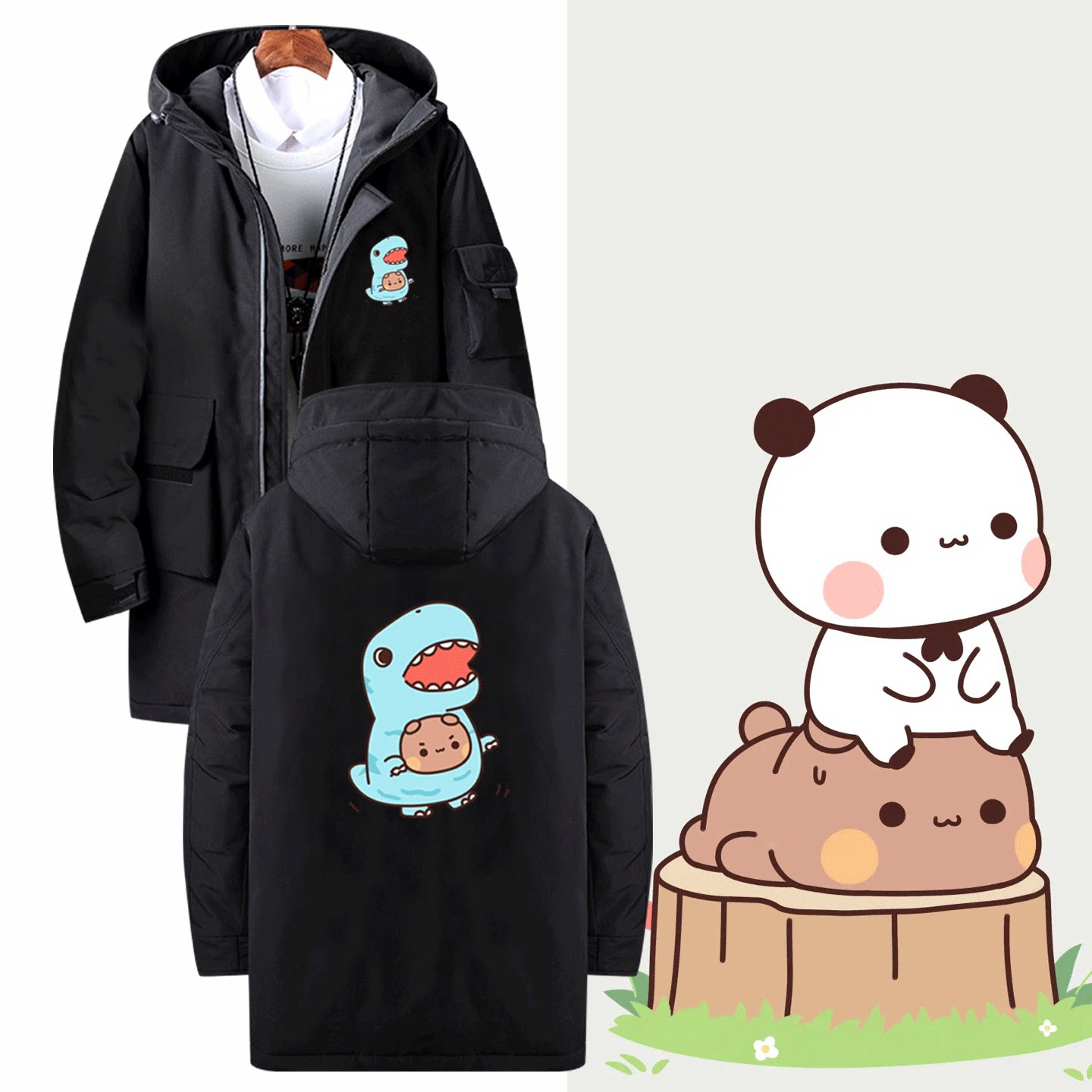 周边春秋男女情侣中长款羽绒服