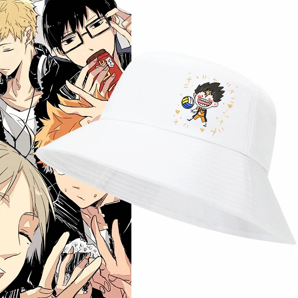 排球少年动漫周边休闲日向西谷夕木兔男女可定制盆帽遮阳夏渔夫帽