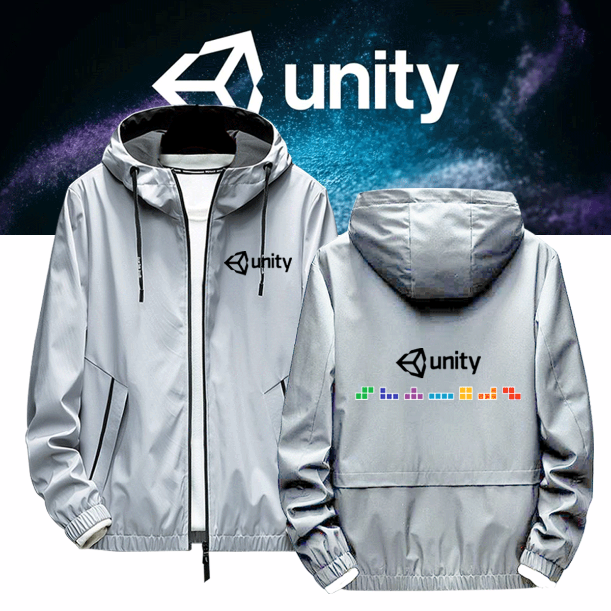 Unity3D游戏开发引擎程序员游戏制作男休闲定制情侣带帽夹克外套