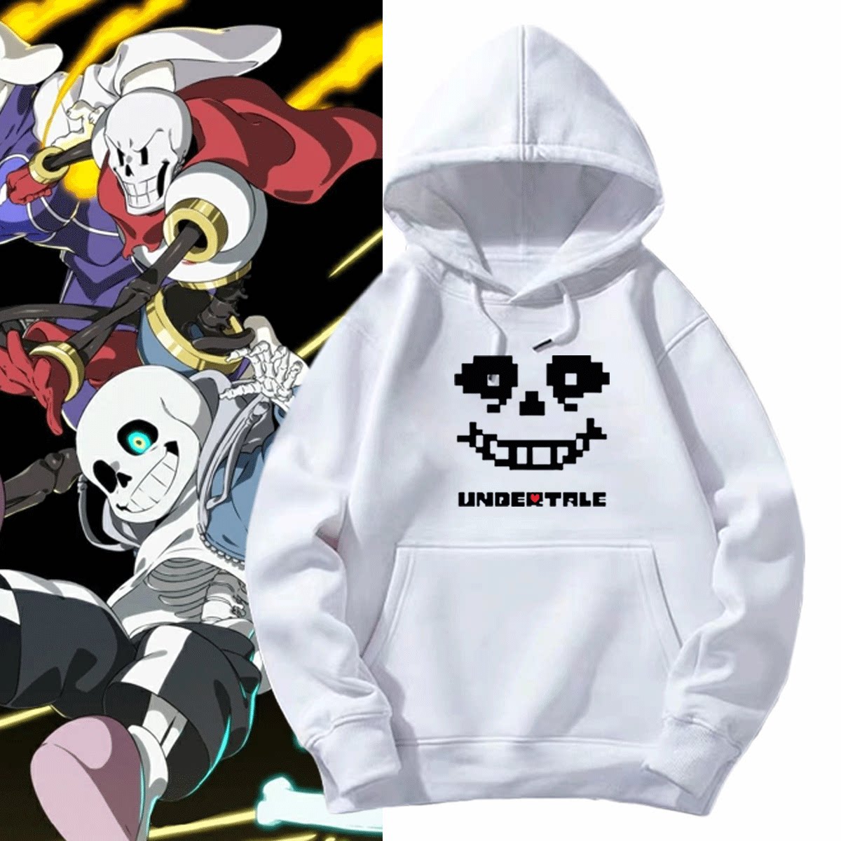 骷髅传说之下游戏联名周边同款Undertale连帽可定制情侣带帽卫衣