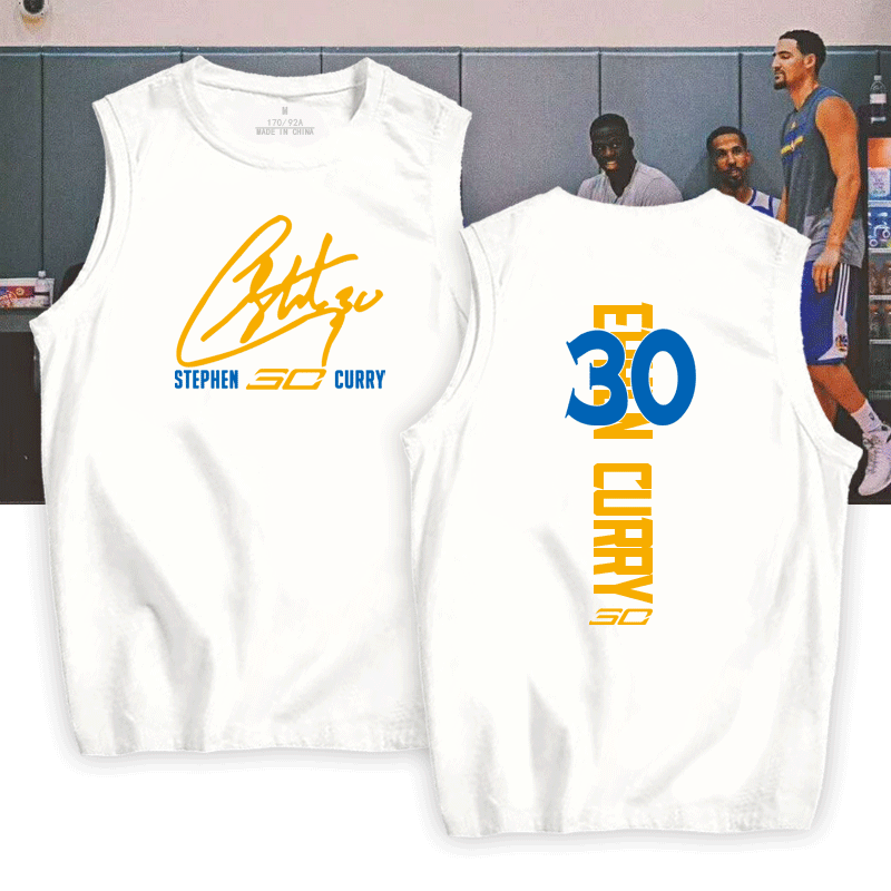 库里上衣男勇士队30号篮球运动衣服宽松背心男女可定制无袖T恤衫