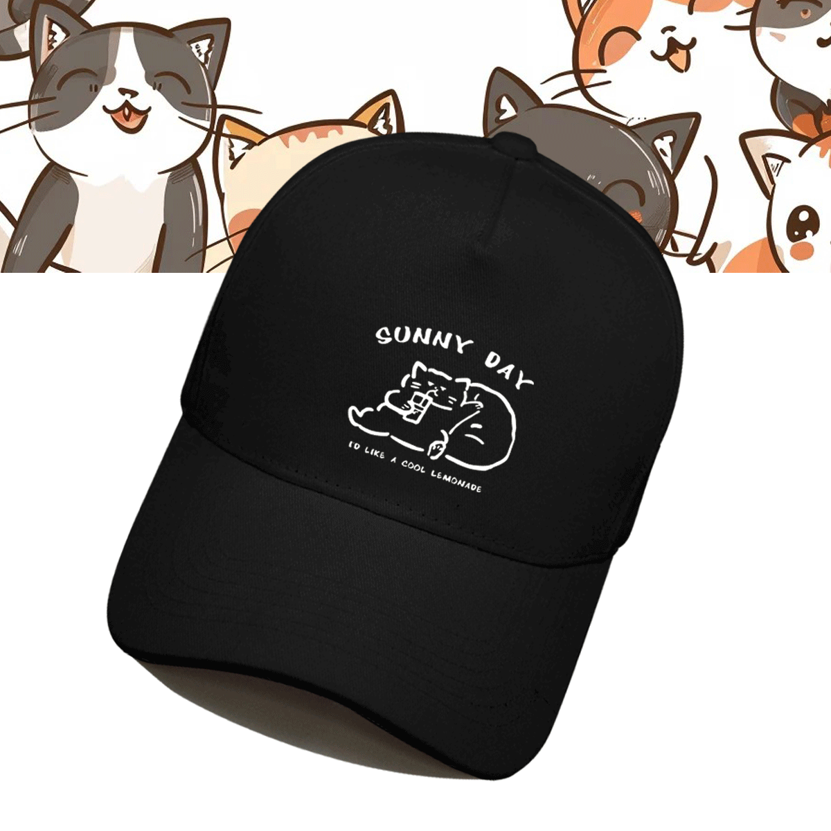 可爱卡通网红不一样的猫咪亲子2025夏季一家三口定制鸭舌帽棒球帽