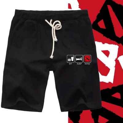 吃饭睡觉打DOTA2刀塔logo短裤