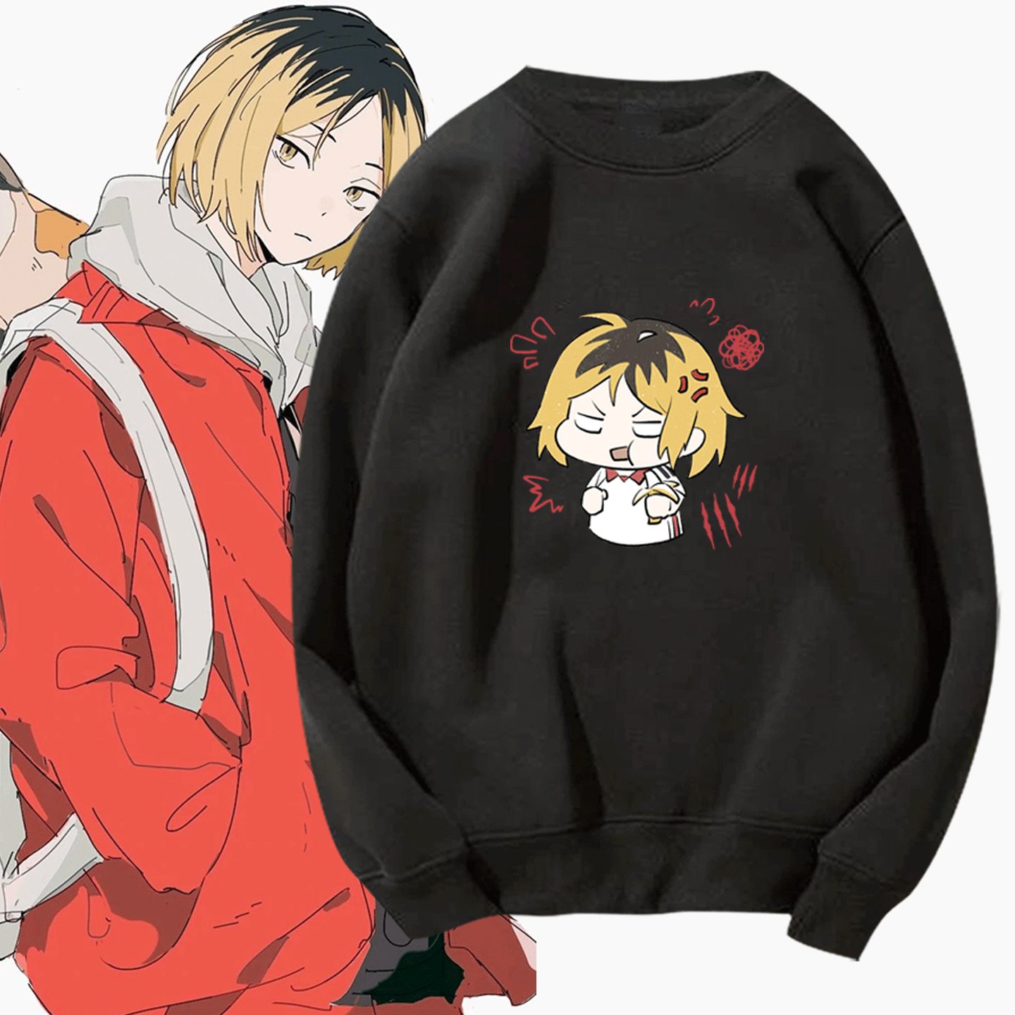 排球少年动漫卡通周边Q版孤爪研磨男女情侣款可定制套头圆领卫衣