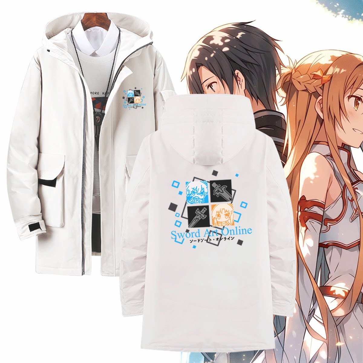 男女情侣可定制中长款冬羽绒服