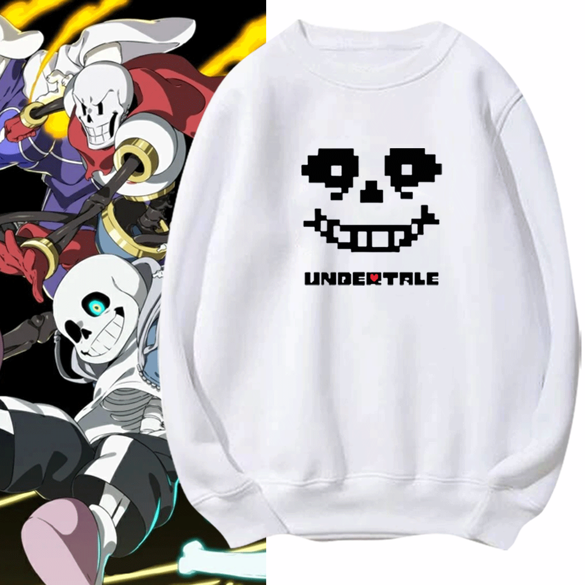 骷髅传说之下游戏联名Undertale休闲可定制打底套头打底圆领卫衣