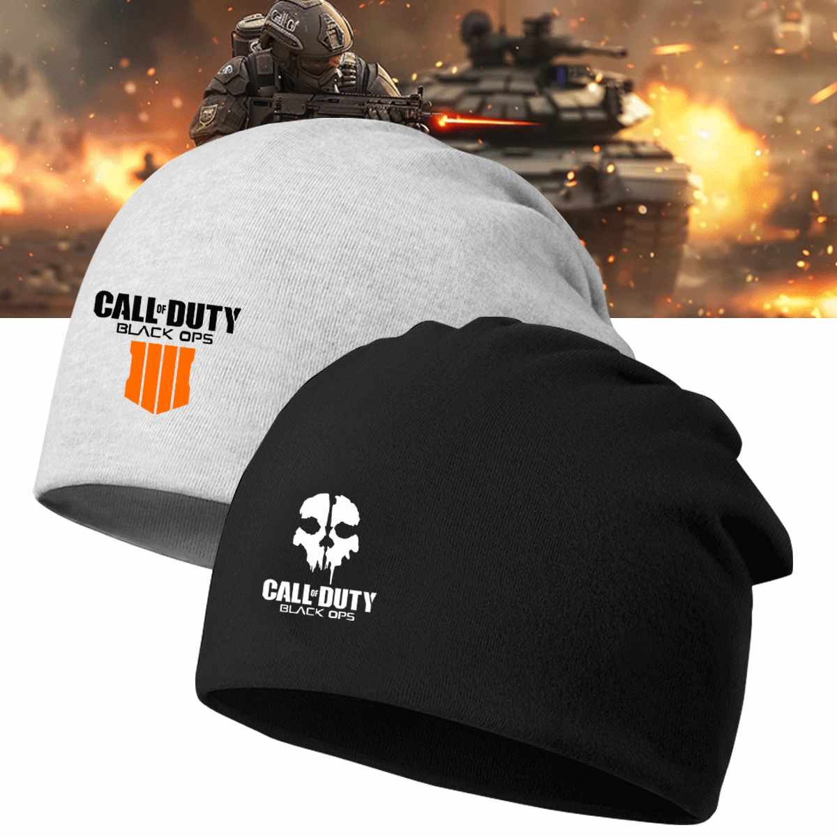 使命召唤黑色行动4射击游戏联名周边男女秋冬可定制头巾帽包头帽