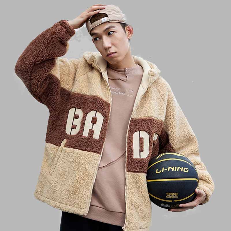 男款外套李宁连帽冬季宽松外套
