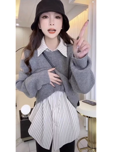 Сексуальный цветной трикотажный свитер с круглым воротником, подходит для подростков