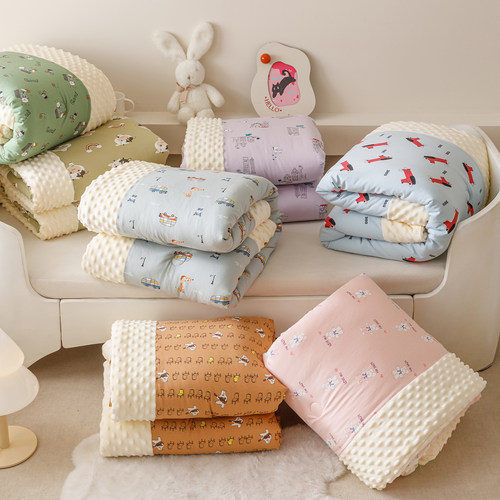 儿童卡通豆豆绒被子全棉针织棉婴儿棉被幼儿园午睡春秋被冬被单人