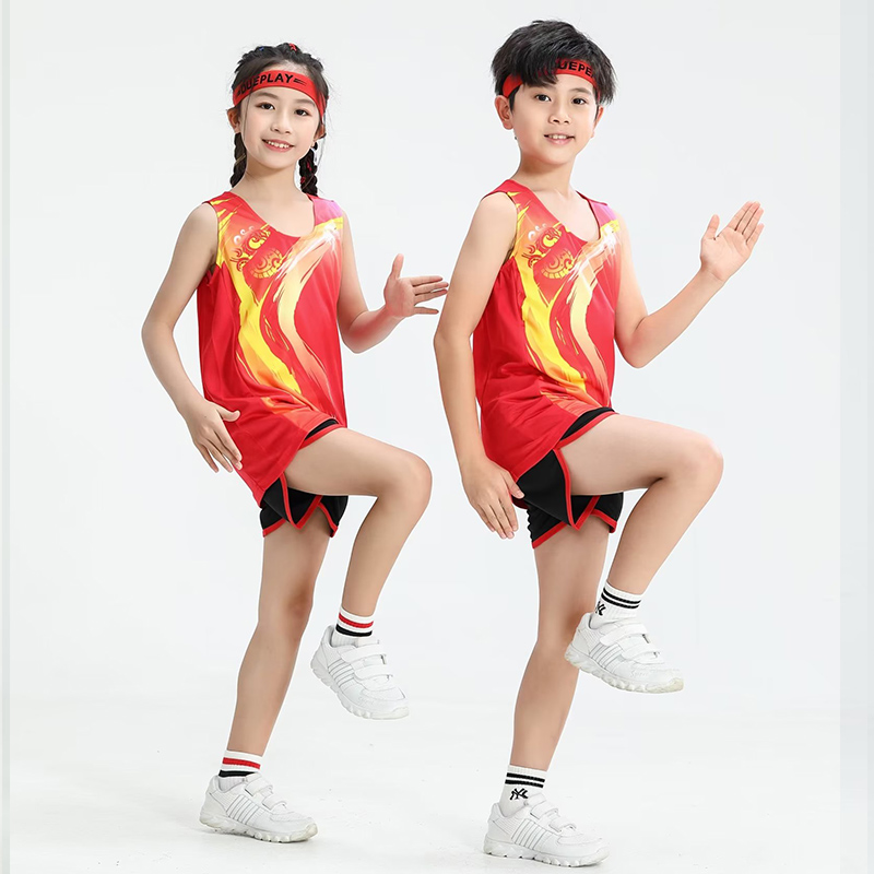 儿童田径服套装学生青少年体育生训练服体考背心比赛服运动服跑步