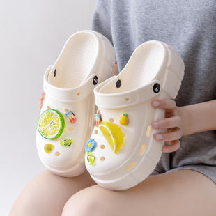 EVA洞洞鞋女款夏季外穿2026新款海边沙滩凉鞋厚底增高拖鞋多巴胺