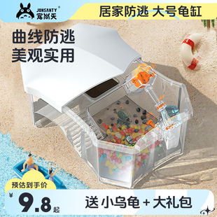 宠尚天 乌龟缸送2只小乌龟活体巴西龟物带晒台龟盆宠物盒儿童礼物