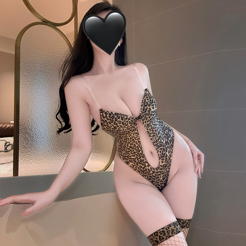 性感豹纹女郎夜店辣妹吊带连体衣网红约会内衣女露背免脱制服套装