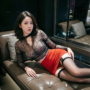 秘书长袖蕾丝透视套装人妻性感制服免脱睡裙女2026新款夏季qqny