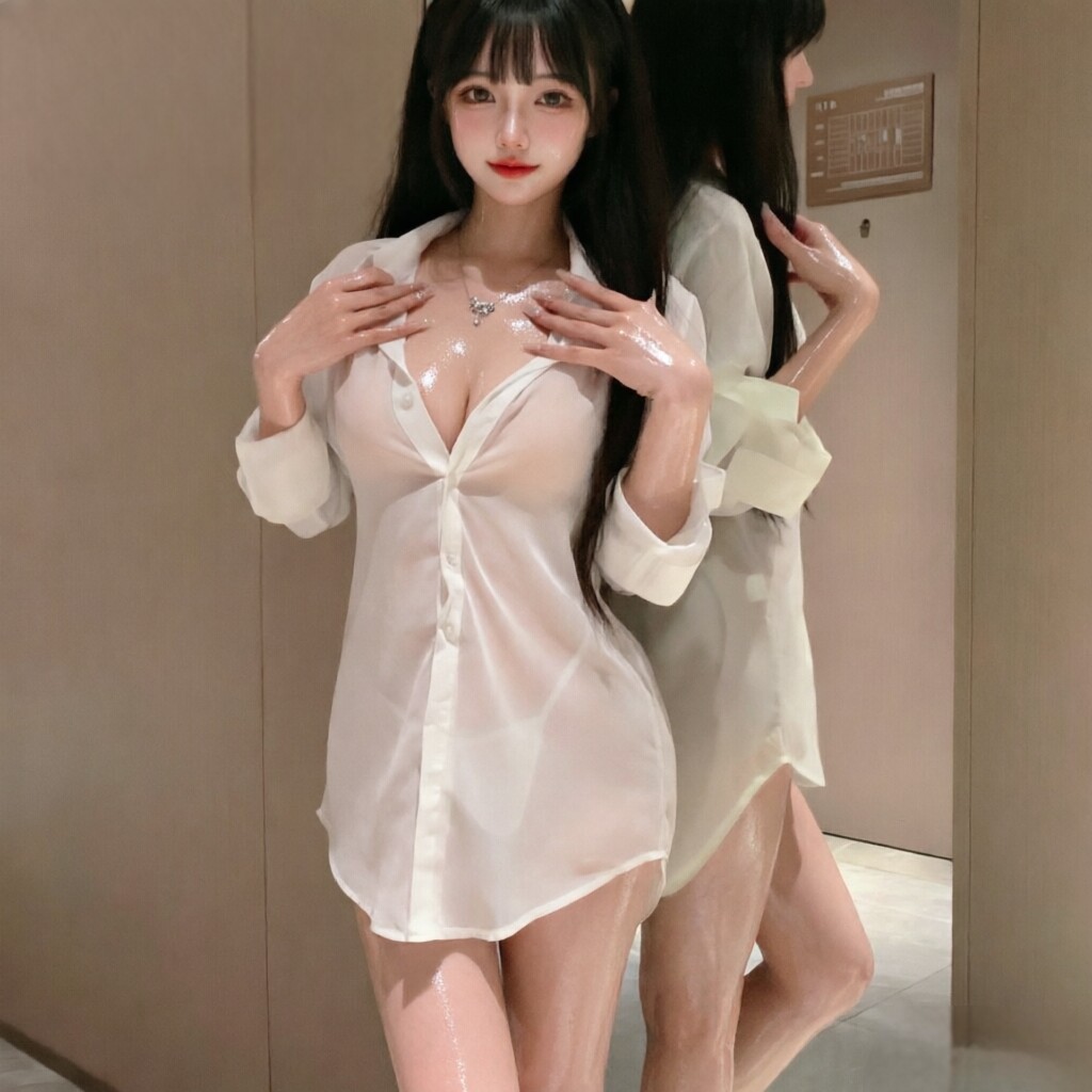 保密发货性感开襟火辣襟透视长袖男友衬衫纯欲短裙睡衣制服套装女